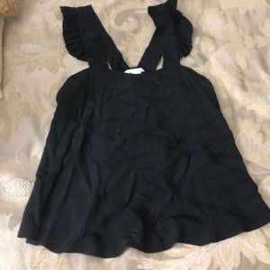 H&M black ruffle sleeve tank NWT